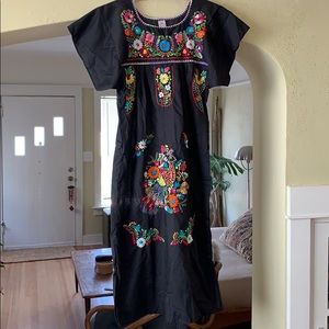 Black embroidered dress. Made in Mexico.